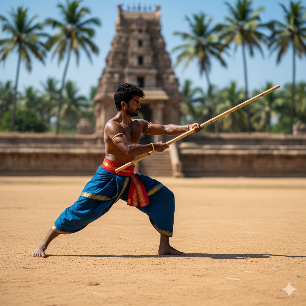 Traditional Silambam Artist in Tamil Nadu